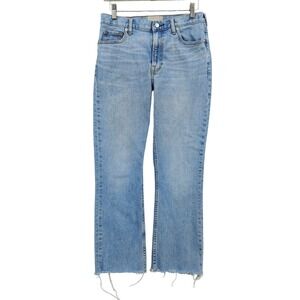 Everlane Womens Minimalist Boho High Rise Kick Crop Jeans 28 Light Blue Raw Hem
